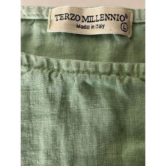 Terzo Millennio Italy 100% Linen Woman’s  Lagenlook High Low Top Shirt Size L - Picture 5 of 7